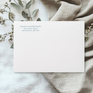 Simple Blue Return Address Wedding  Envelope