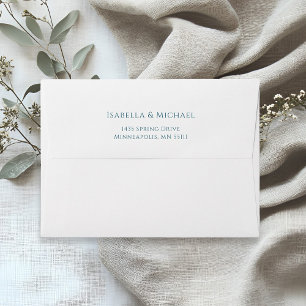 Simple Blue Return Address Wedding  Envelope
