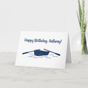 Simple Blue Rowboat Graphic Custom Message Card