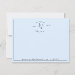 Simple Blue Script From The Desk Of Note Card