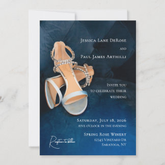 Simple Blue Shoes Wedding Invitation
