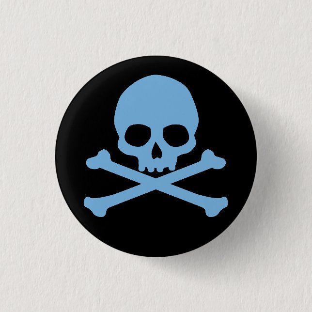 Simple Blue Skull and Crossbones 3 Cm Round Badge (Front)