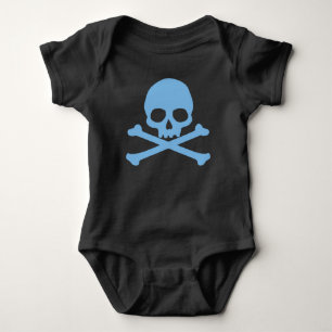 Simple Blue Skull and Crossbones Baby Bodysuit