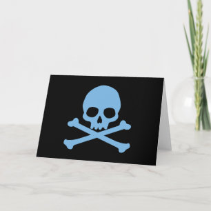 Simple Blue Skull and Crossbones Card
