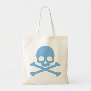 Simple Blue Skull and Crossbones Tote Bag
