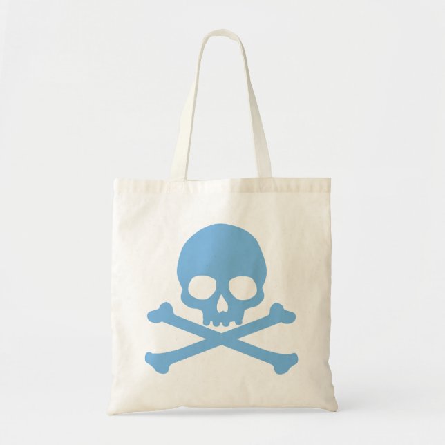 Simple Blue Skull and Crossbones Tote Bag (Front)