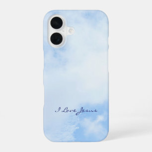 Simple Blue Sky Photo I Love Jesus Christian iPhone 16 Case