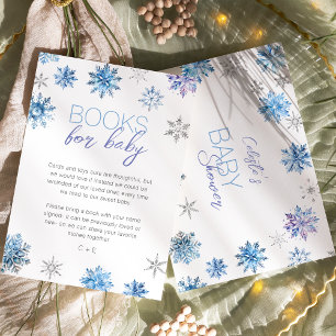 Simple Blue Snowflake Baby Shower Book Request Enclosure Card