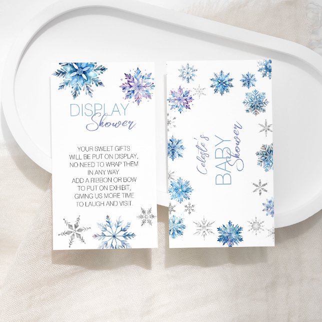 Simple Blue Snowflake Baby Shower Display Shower Enclosure Card (Creator Uploaded)