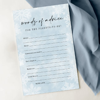 Simple Blue Snowflakes Baby Shower Advice Card
