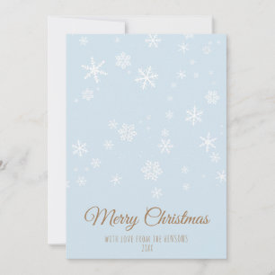 Simple Blue Snowflakes Merry Christmas Holiday Card