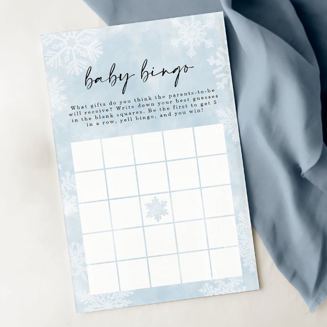 Simple Blue Snowflakes Winter Baby Bingo Game (Creator Uploaded)