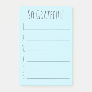 Simple Blue So Grateful Typography Gratitude List Post-it Notes