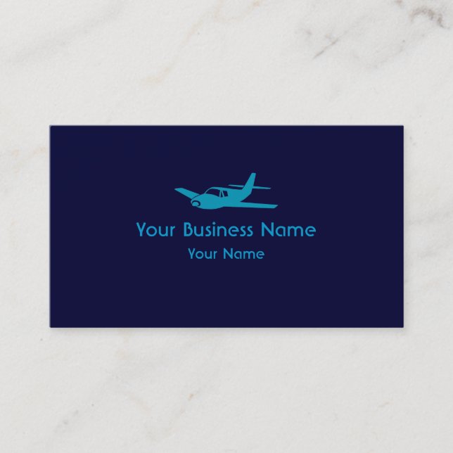 Simple blue theme aeroplane custom business cards (Front)