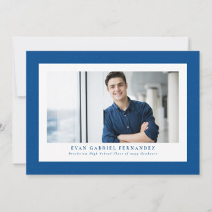 Simple blue tweed frame classic photo graduation announcement
