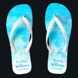Simple Blue Unisex Bride Groom Sandals Wedding<br><div class="desc">This simple yet stylish pair of gradient blue flip flops perfect for bride and groom to wear in wedding day, bachelor/bachelorette party, honeymoon or other celebration. ♥Customise it with your wording by using the template fields. ♥ If you want to change the font style, colour or text placement, simply click...</div>