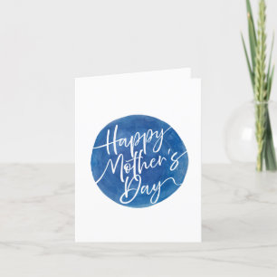Simple blue watercolor circle Mother’s Day script Thank You Card