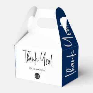 Simple blue white Custom Logo Staff appreciation Favour Box