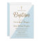 Simple Blue White Gold Modern Baptism Invitation