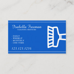 Simple Blue & White Housekeeper Cleaning Service Business Card