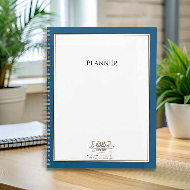 Simple Blue White Monogram Business Planner (Creator Uploaded)