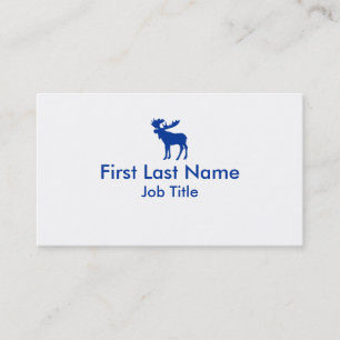Simple blue white moose business cards