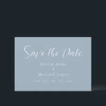 Simple Blue & White Script Wedding Save the Date<br><div class="desc">Simple and modern white on blue background wedding “Save the Date”.  Perfect for any season wedding.</div>