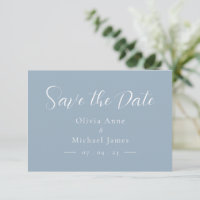 Simple Blue & White Script Wedding Save the Date