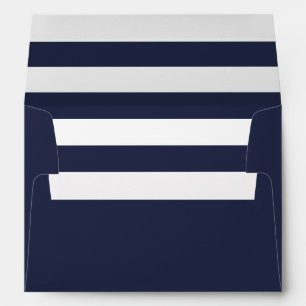 Simple Blue White Striped Lined  Navy Blue Envelope