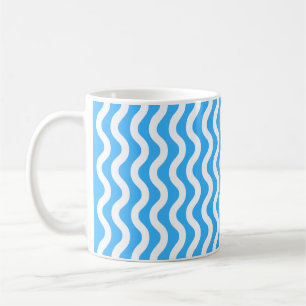 Simple Blue White Wave 11 oz. Coffee Tea Mug