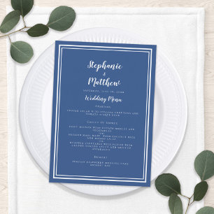 Simple Blue & White Wedding Menu Classic Framed