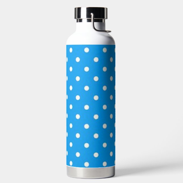 Simple Blue with White Polka Dots Water Bottle (Left)