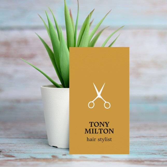 Simple Blue Yellow White Scissors Hair Stylist  Business Card (Creator Uploaded)