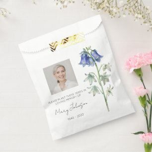 Simple Bluebell Photo Funeral Seed Favour Bags