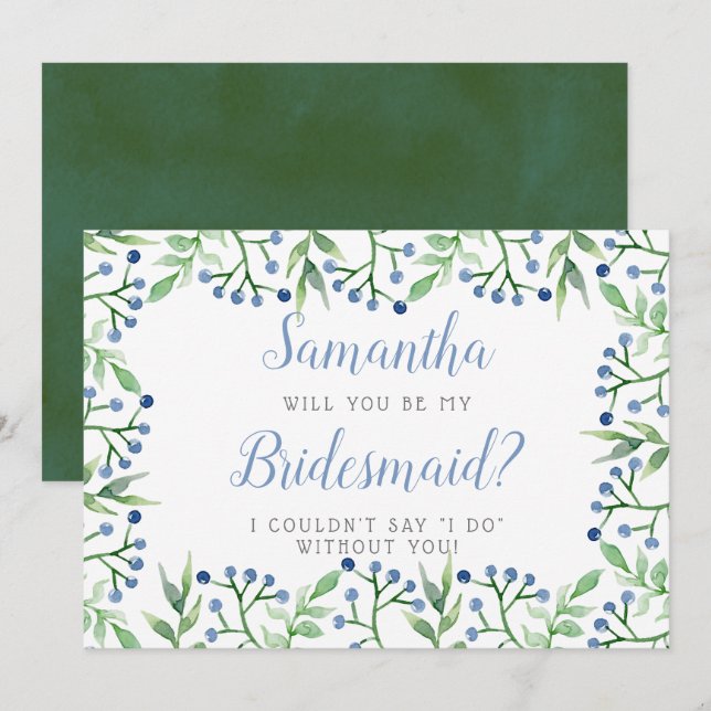 Simple Blueberries | Will You Be My Bridesmaid? Invitation (Front/Back)