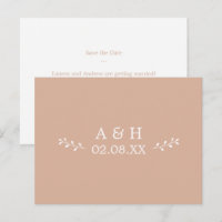 Simple Blush Botanical Monogram Save the Date