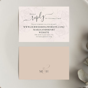 Simple Blush Floral Calligraphy Script   QR Code  Enclosure Card