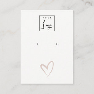 Simple Blush Heart Stud Wave Earring Logo Display Business Card