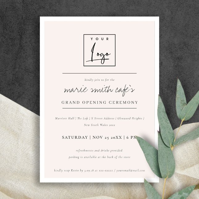 Simple Blush Logo Business Grand Opening Invite (Creator Uploaded)