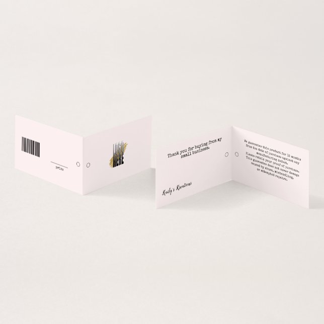 Simple Blush Logo UPC  Clothing Hang Price Tag  (Inside and Outside)