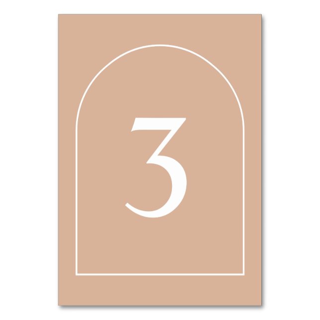 Simple Blush Minimalist Arch Wedding Table Number (Front)