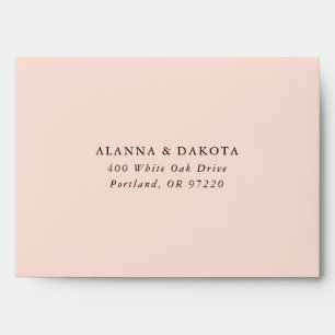 Simple Blush Personalised Wedding Return Address Envelope