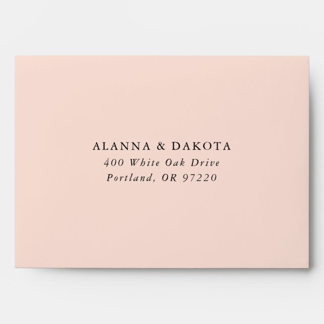 Simple Blush Personalised Wedding Return Address Envelope (Front)