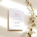 Simple Blush Pink 21st Birthday Invitation<br><div class="desc">Simple Text Blush 21st Birthday. The font color and type can be changed via the edit menu. You can also change text and background colors on either side if you wish.</div>