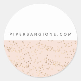 Simple Blush Pink and Gold Peach Personalised Classic Round Sticker