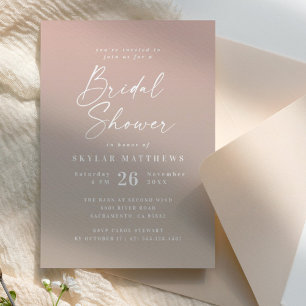 Simple Blush Pink & Beige Ombre Bridal Shower Invitation