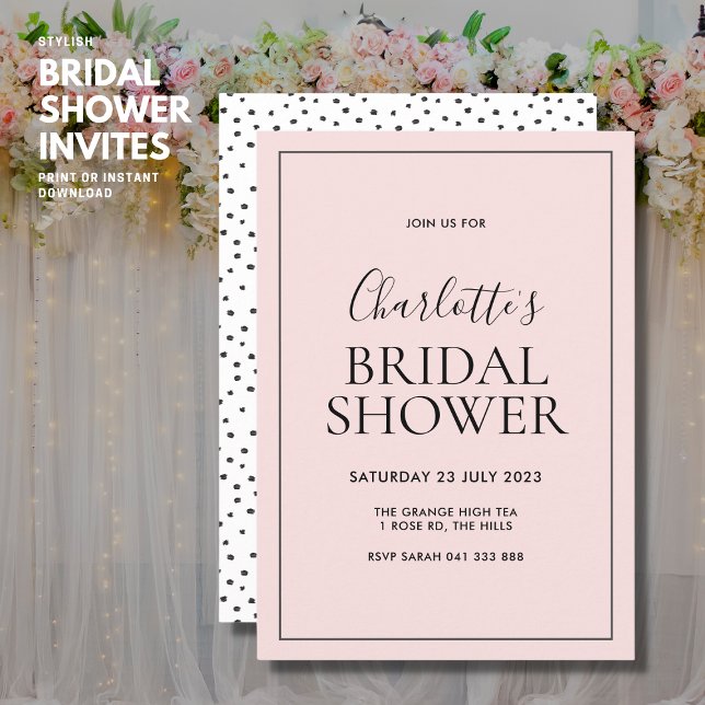 Simple Blush Pink Bridal Shower Invitation (Creator Uploaded)