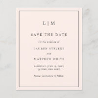 Simple Blush Pink Budget Wedding Save the Date