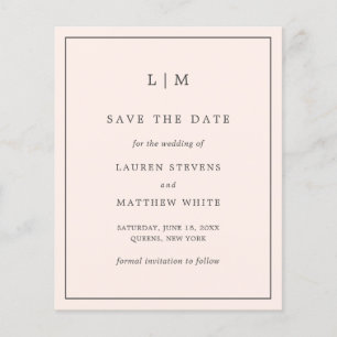Simple Blush Pink Budget Wedding Save the Date