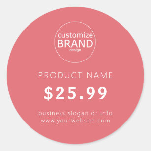 Simple Blush Pink Business Logo Price Tag Sticker